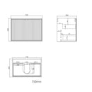OTTI MARLO MATTE BLACK 750MM SINGLE BOWL WALL HUNG VANITY