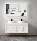 OTTI MOONLIGHT LED MATTE WHITE WALL HUNG SHAVING CABINET 1200MM