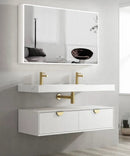 OTTI MOONLIGHT WHITE 1200MM DOUBLE BOWL WALL HUNG CABINET AND BASIN