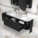 OTTI HAMPSHIRE SATIN BLACK 1500MM CURVE DOUBLE BOWL WALL HUNG VANITY