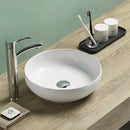 POSEIDON ROUND ABOVE COUNTER CERAMIC ART BASIN MATTE WHITE 370MM