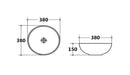 POSEIDON ABOVE COUNTER BASIN GLOSS WHITE 380MM