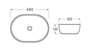 POSEIDON FINE CERAMIC BASIN ULTRA SLIM GLOSS WHITE 490MM