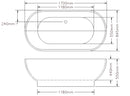 POSEIDON KOKO FREE STANDING BATHTUB GLOSS BLACK 1700MM