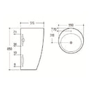 POSEIDON FREESTANDING CERAMIC BASIN WITH OVERFLOW GLOSS WHITE 550MM