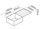 ABEY LUGANO SINGLE BOWL KITCHEN SINK WITH DRAINER STAINLESS STEEL 960MM