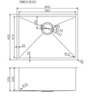 600x450x230mm Rose Gold PVD 1.2mm Handmade Top/Undermount Single Bowl Kitchen Sink 304 Stainless Steel