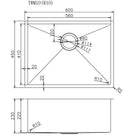 600x450x230mm Gun Metal Grey 1.2mm Handmade Top/Undermount Single Bowl Kitchen Sink 304 Stainless Steel