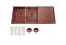 1160x460x230mm Rose Gold PVD 1.2mm Handmade Top/Undermount Double Bowls Kitchen Sink