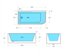POSEIDON LEFT CORNER MULTI-FIT BATHTUB GLOSS WHITE (AVAILABLE IN 1400MM, 1500MM AND 1700MM)