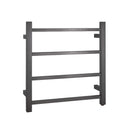 Brushed Gun Metal Grey Square Electric Heated Towel Rack 4 Bars