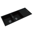 1160*500*200mm Black Granite Quartz Stone Kitchen Sink Double Bowls Drainboard Top/Undermount