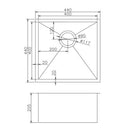 440x440x205mm Brushed Yellow Gold Stainless Steel Handmade Single Bowl Sink for Flush Mount and Undermount