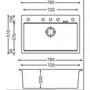 780 x 510 x 220mm Carysil Waltz 780 Granite Stone Kitchen Sink Top/Under Mount