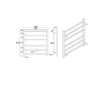 Brushed Gun Metal Grey Square Electric Heated Towel Rack 6 Bars