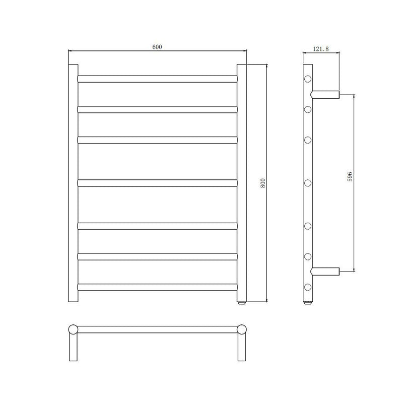 Round Matte Black Electric Heated Towel Rack 7 Bars