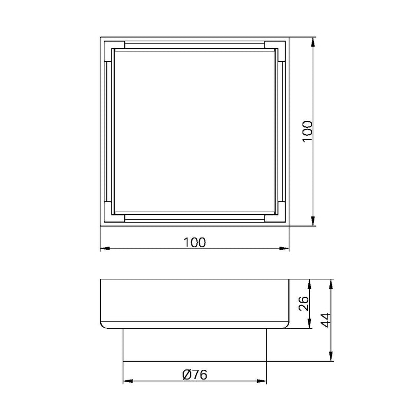 NERO 100mm Square Tile Insert Floor Waste with 50mm/80mm outlet