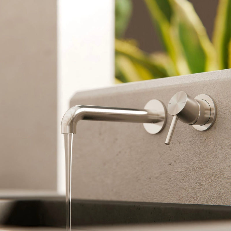 NERO Zen SS316L Wall Basin/Bath Mixer Seperate Back Plate 185mm/230mm Spout