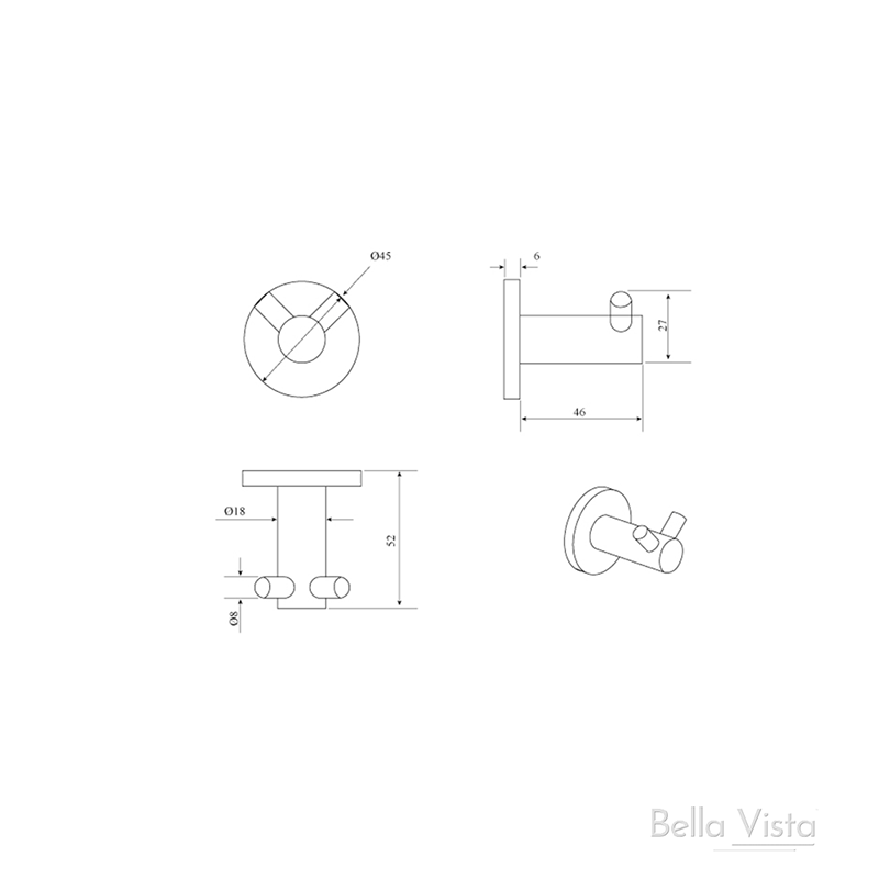 Bella Vista Mica Dusk Bronze Double Robe Hook