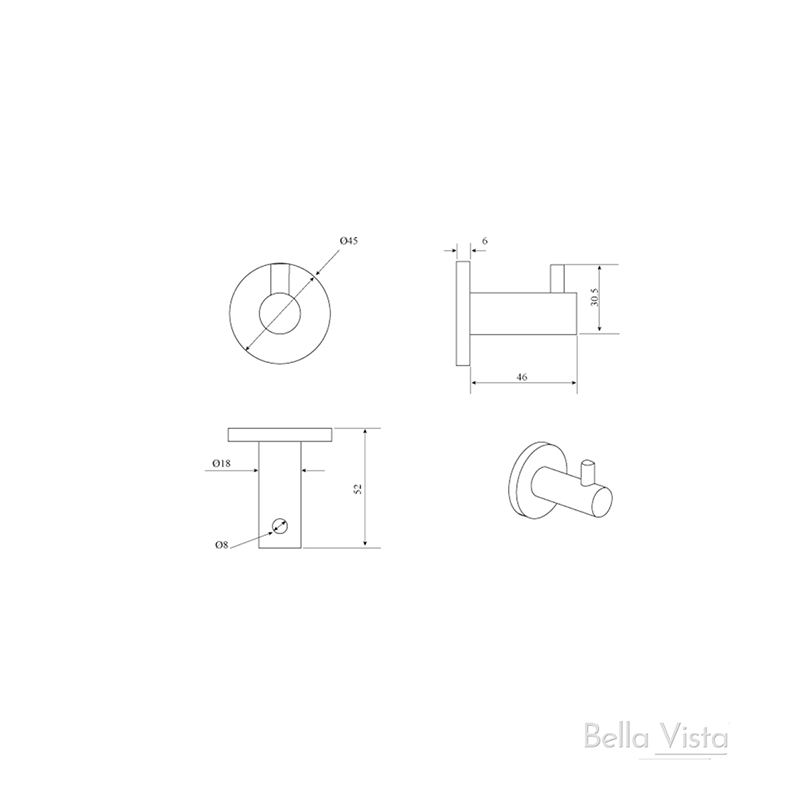 Bella Vista Mica Dusk Bronze Robe Hook