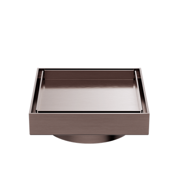 NERO 130MM Square Tile Insert Floor Waste 80/100mm Outlet