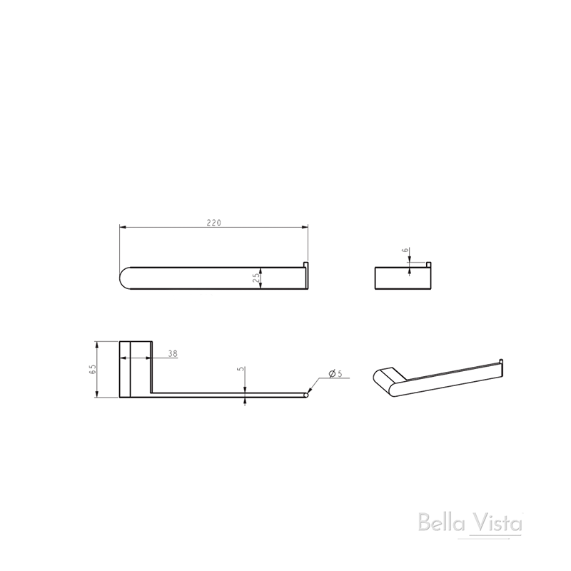 Bella Vista Beki / Supra Brushed Nickel Hand Towel Holder