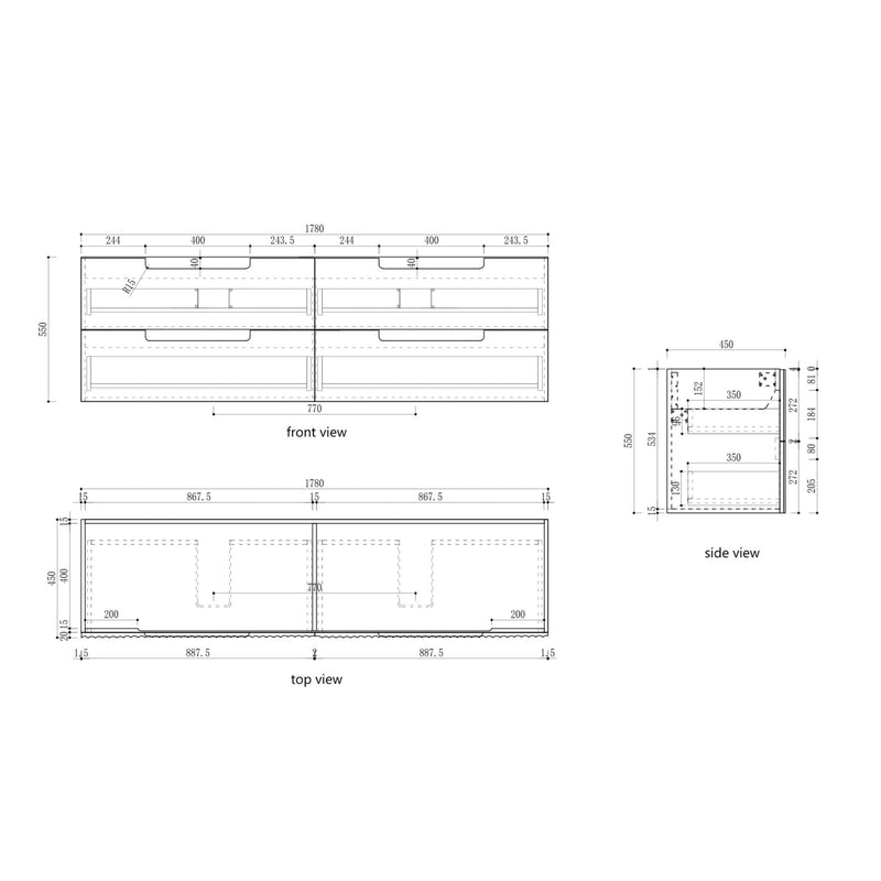 AULIC LOVINA TIER HARVEST OAK 1800MM DOUBLE BOWL WALL HUNG VANITY