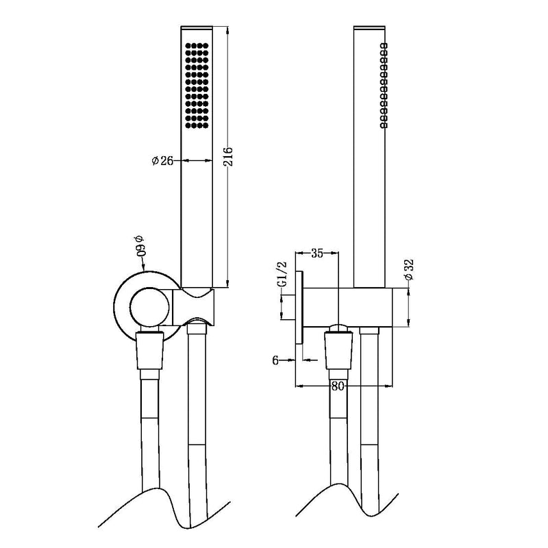 NERO ZEN SHOWER ON BRACKET GRAPHITE