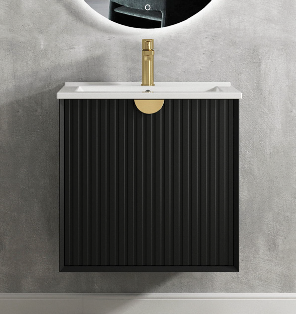 OTTI MARLO MATTE BLACK 600MM SINGLE BOWL FLOOR STANDING VANITY