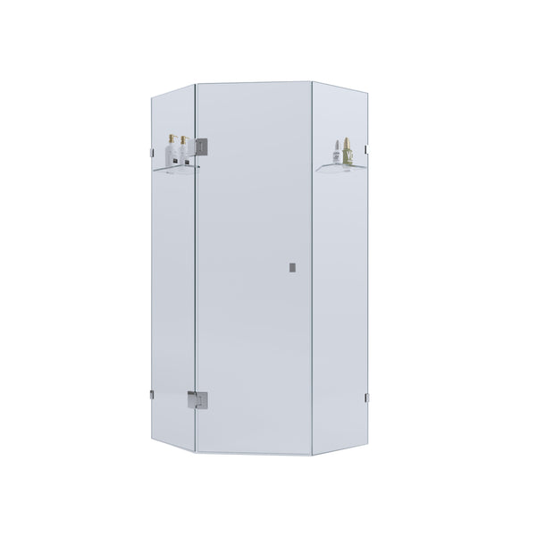 BELLA VISTA FRAMELESS DIAMOND CORNER SHOWER SCREEN CHROME