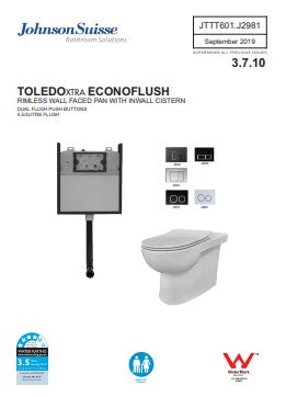 JOHNSON SUISSE TOLEDO XTRA ECONOFLUSH RIMLESS CONCEALED GLOSS WHITE
