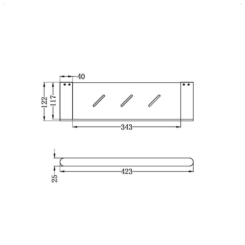 NERO BIANCA METAL SHOWER SHELF 423MM MATTE BLACK