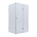 BELLA VISTA VALENTINA FRAMELESS PIVOT FRONT AND RETURN PANEL SHOWER SCREEN BRUSHED SILVER