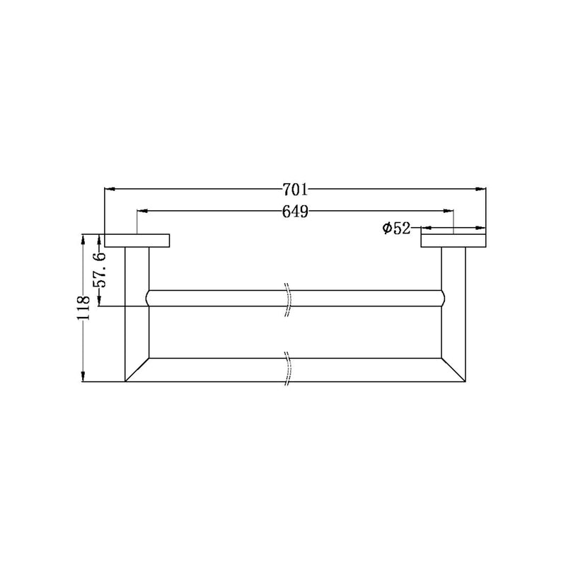 NERO DOLCE DOUBLE TOWEL RAIL MATTE BLACK 700MM