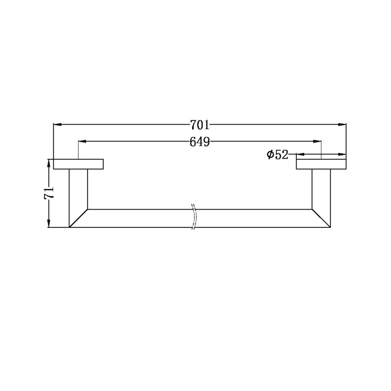 NERO DOLCE SINGLE TOWEL RAIL MATTE BLACK 700MM