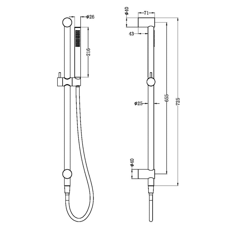 NERO ZEN SHOWER RAIL GRAPHITE