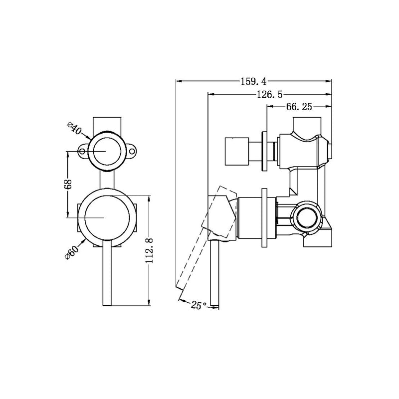 NERO DOLCE SHOWER MIXER WITH DIVERTOR SEPARATE BACK PLATE BRUSHED NICKEL