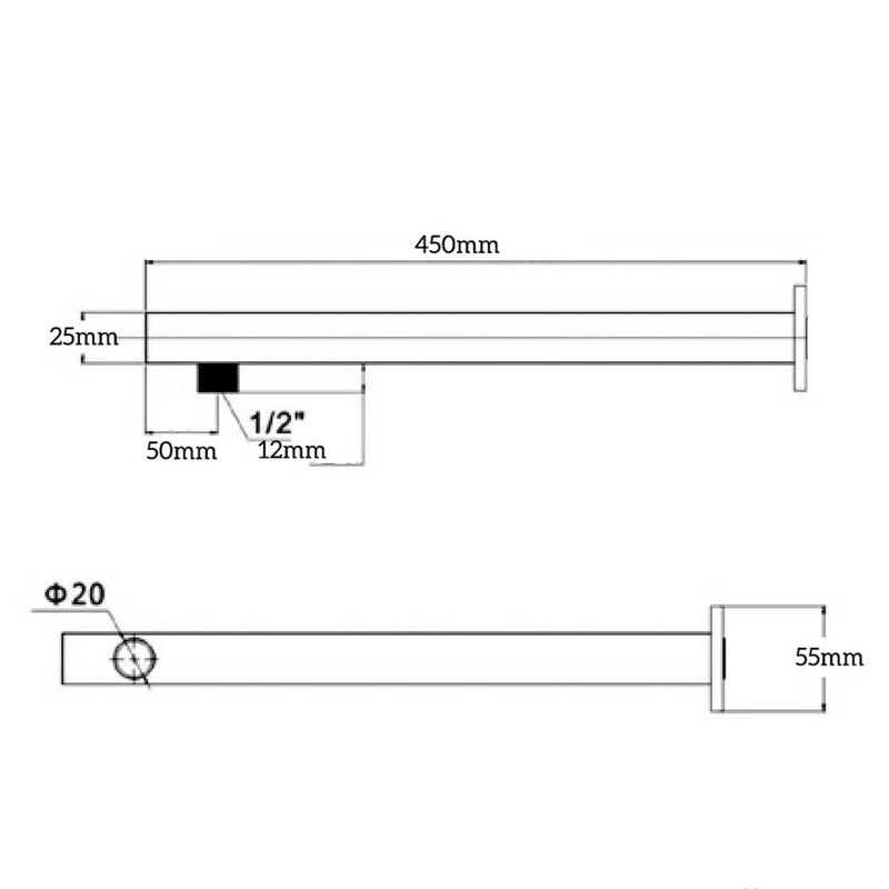 Bella Vista Mica Wall Shower Arm - 450mm Round