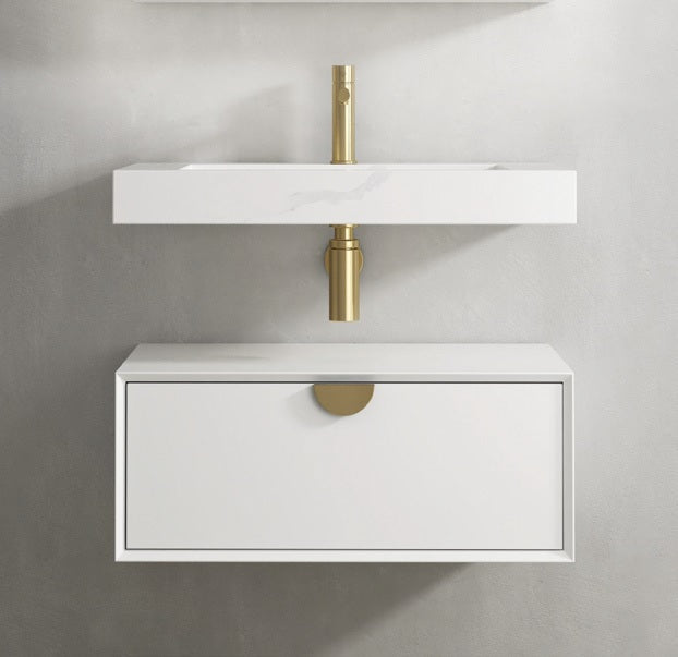 OTTI MOONLIGHT WHITE 750MM SINGLE BOWL WALL HUNG CABINET AND BASIN