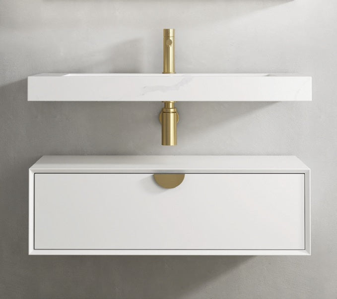 OTTI MOONLIGHT WHITE 900MM SINGLE BOWL WALL HUNG CABINET AND BASIN
