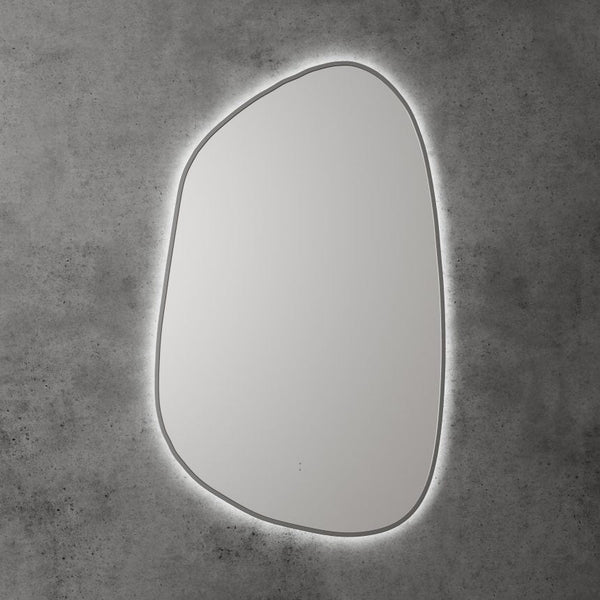 AULIC TARCOOLA ASYMMETRICAL FRAMED LED MIRROR 3 COLOUR LIGHTS GUN METAL 550X900MM