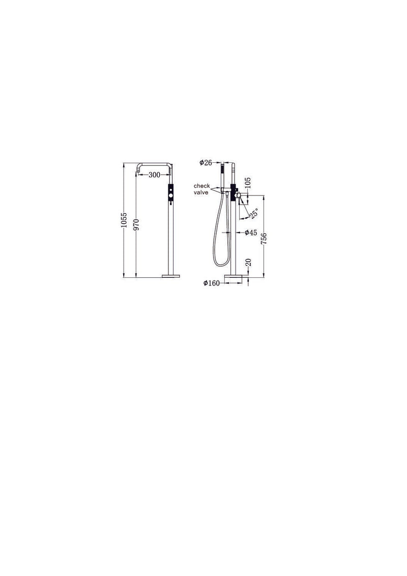 NERO OPAL Freestanding Bath Mixer with Hand Shower
