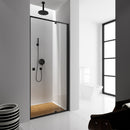 BELLA VISTA OLIVIA SEMI FRAMED PIVOT DOOR FRONT ONLY SHOWER SCREEN BLACK