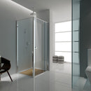BELLA VISTA OLIVIA SEMI FRAMED PIVOT DOOR FRONT AND RETURN PANEL SHOWER SCREEN CHROME