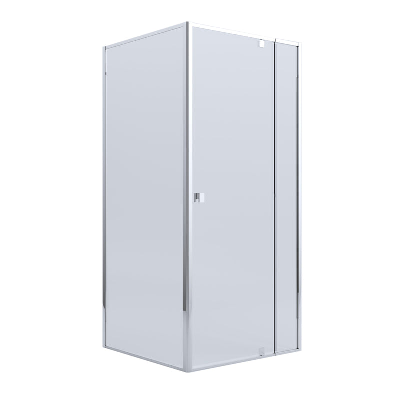 BELLA VISTA OLIVIA SEMI FRAMED PIVOT DOOR FRONT AND RETURN PANEL SHOWER SCREEN CHROME