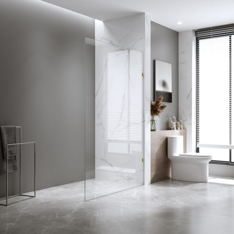 BELLA VISTA FRAMELESS FIXED PANEL SHOWER SCREEN FRENCH GOLD