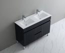CETO ACACIA SHAKER MATTE BLACK 1200MM DOUBLE BOWL FLOOR STANDING VANITY