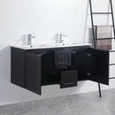 CETO ACACIA SHAKER MATTE BLACK 1200MM DOUBLE BOWL WALL HUNG VANITY