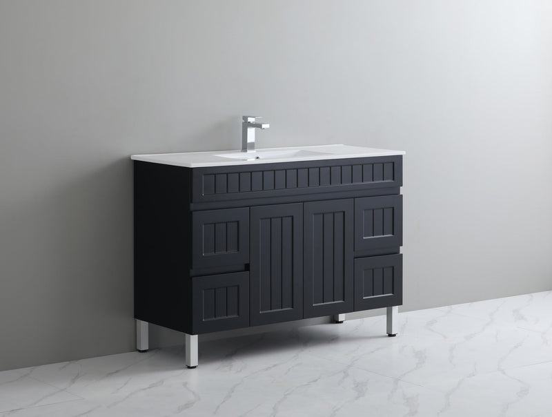 CETO ACACIA SHAKER MATTE BLACK 1200MM SINGLE BOWL FLOOR STANDING VANITY