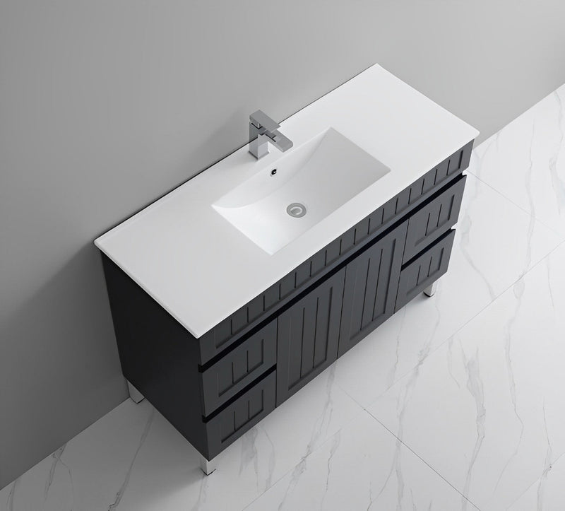 CETO ACACIA SHAKER MATTE BLACK 1200MM SINGLE BOWL FLOOR STANDING VANITY